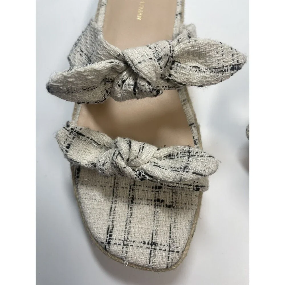 Stuart Weitzman Bandeau Tweed Bow Espadrille Sandal Sz 8.5 New W/O Tag